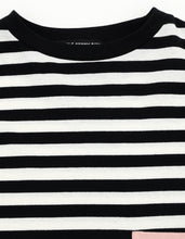 画像をギャラリービューアに読み込む, crazy stripe fake layered long tee / BLACKxWHITE