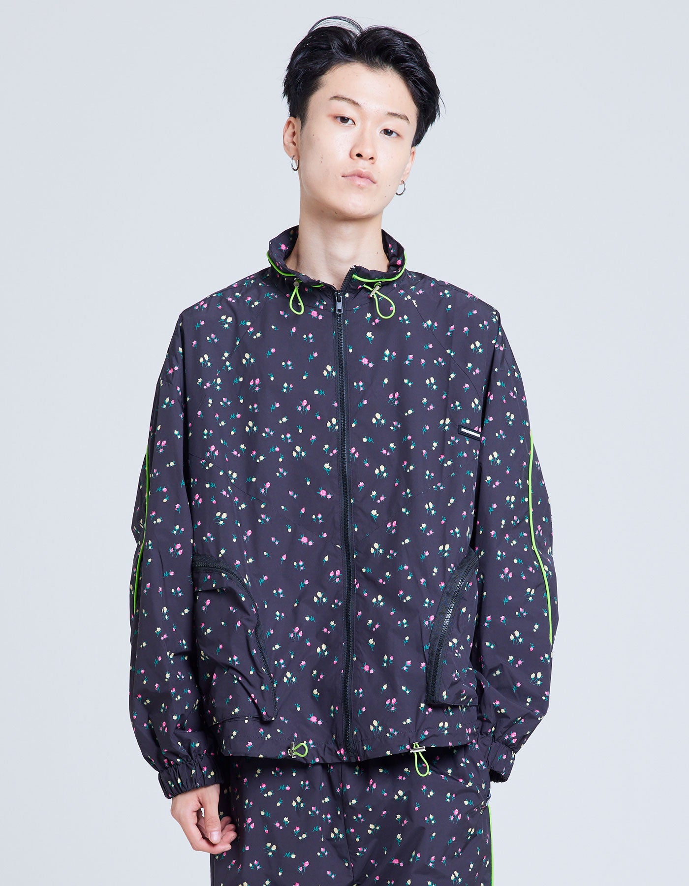 little sunny bite (リトルサニーバイト)floral nylon jacket / BLACK 
