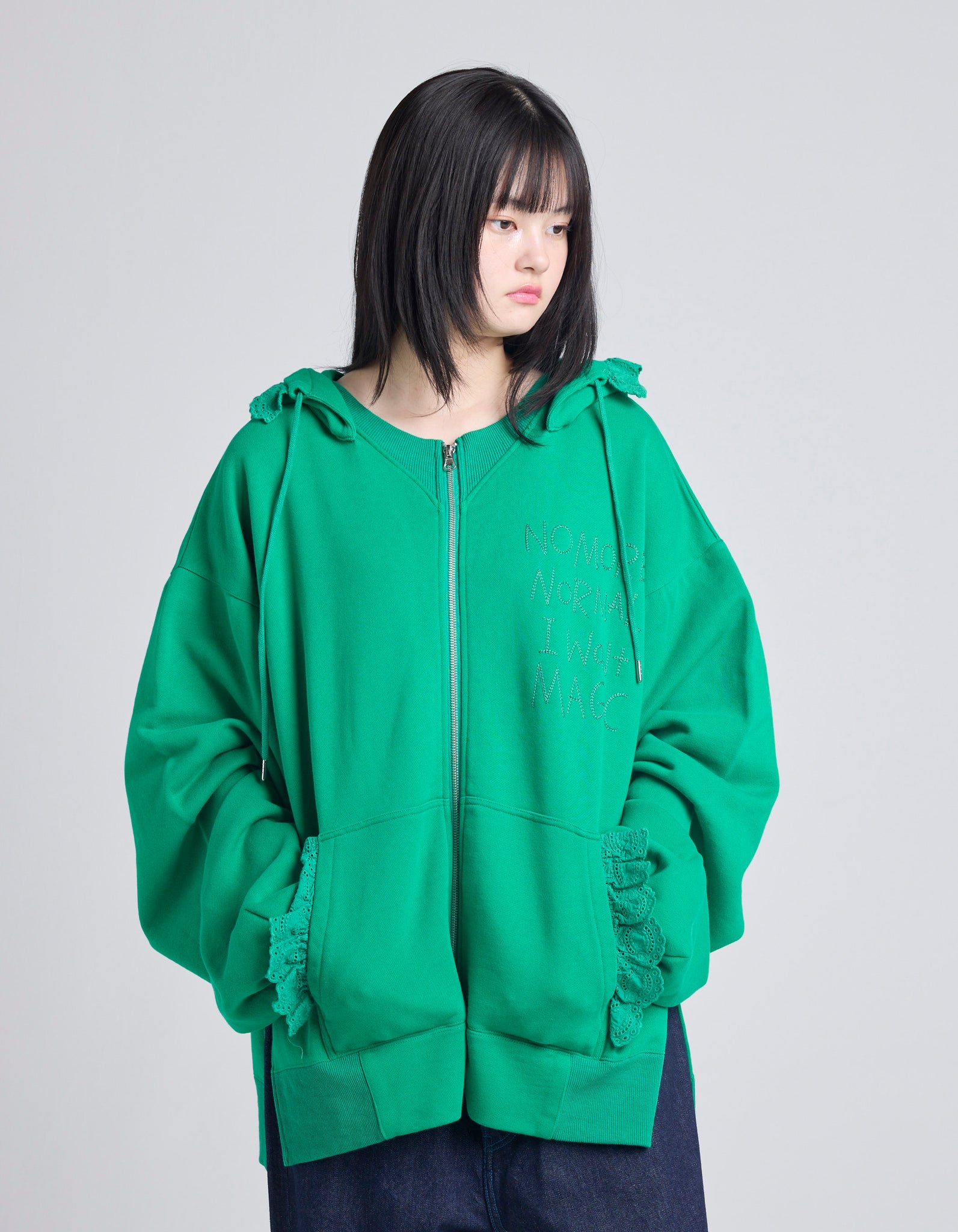 lacy logo hoodie / GREEN