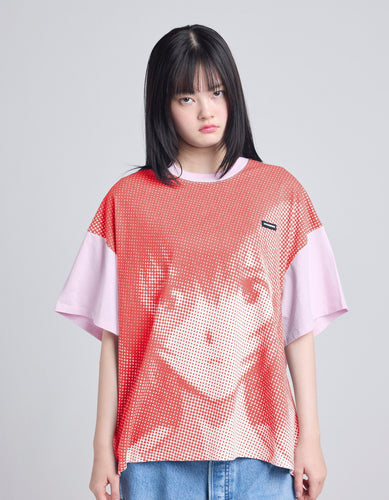 evangelion x little sunny bite face big tee / PINK