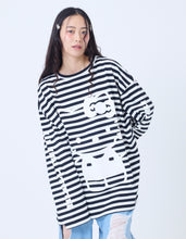 画像をギャラリービューアに読み込む, HELLO KITTY x little sunny bite stripe long tee / BLACK BD