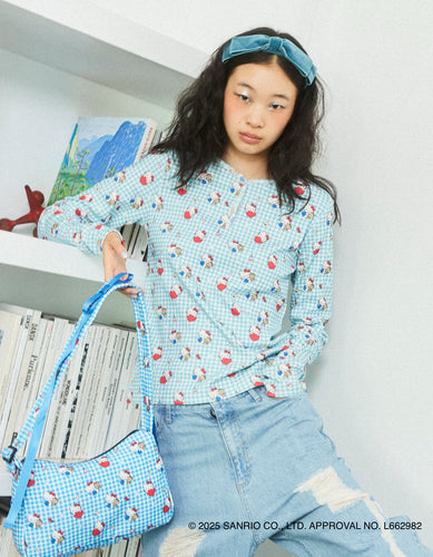 hello kitty x little sunny bite print tops / BLUE