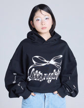 Load image into Gallery viewer, short ribbon sweat hoodie / BLACK