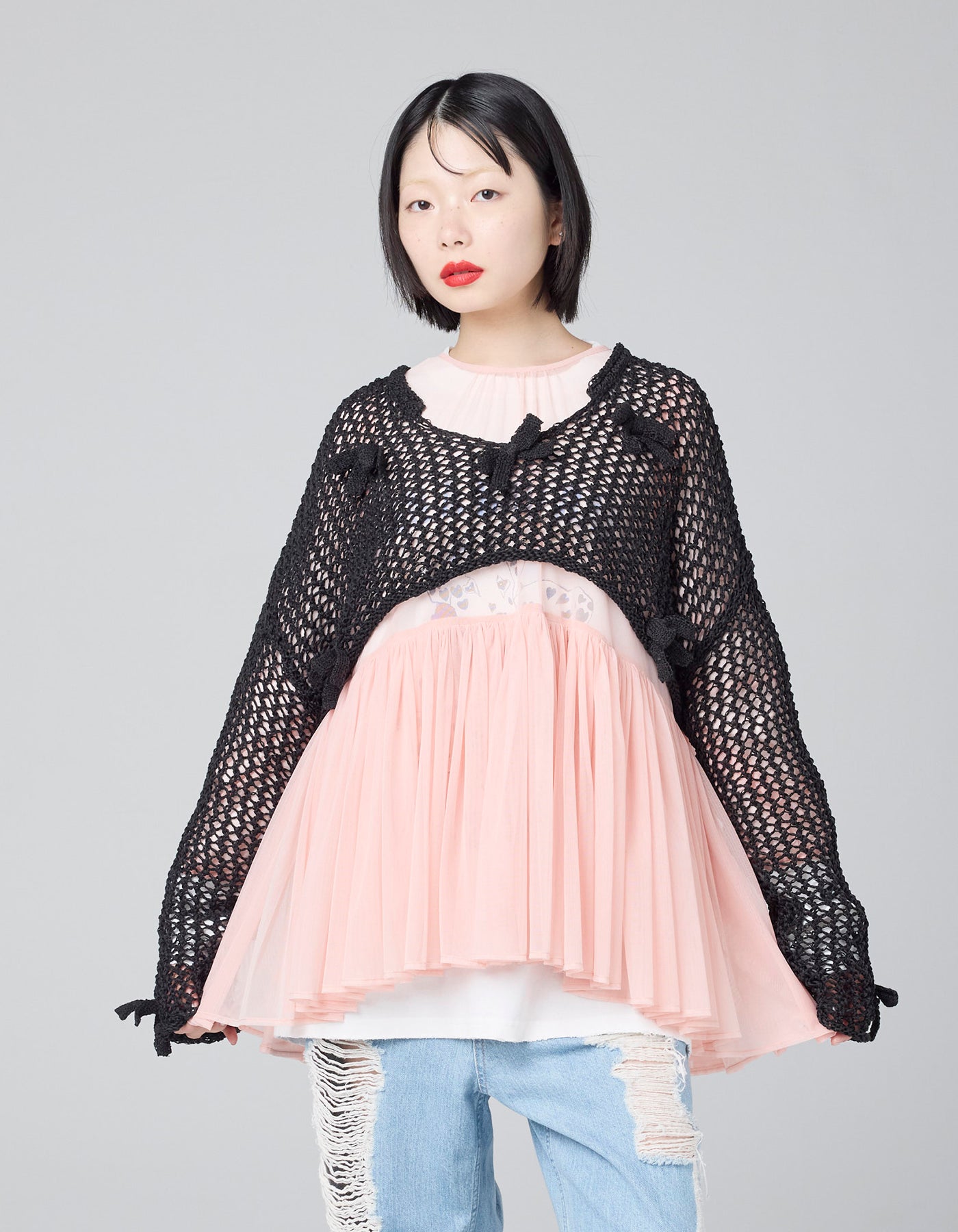 little sunny bite (リトルサニーバイト)Ribbon Short Knit Top