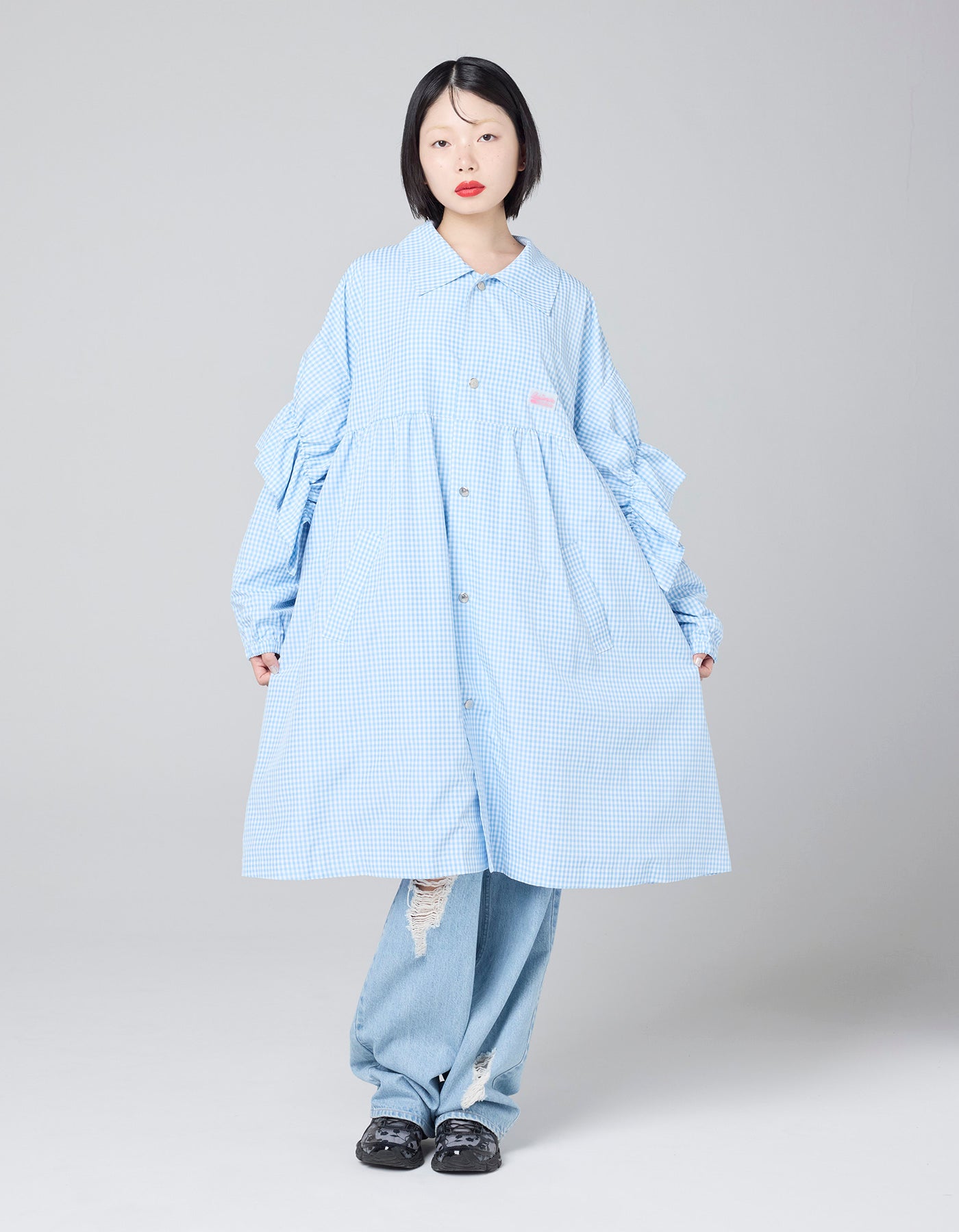 little sunny bite (リトルサニーバイト) checker long jacket / BLUE