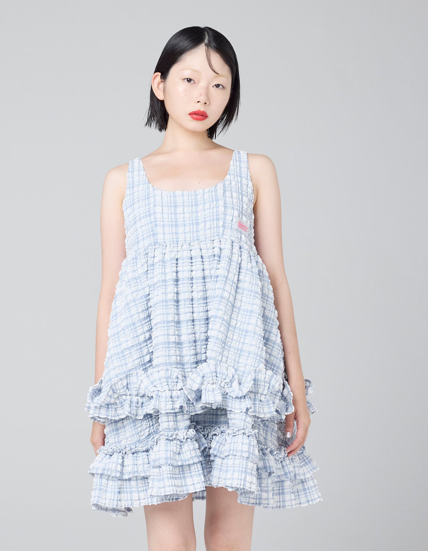 little sunny bite (リトルサニーバイト)checker frill dress / BLUE