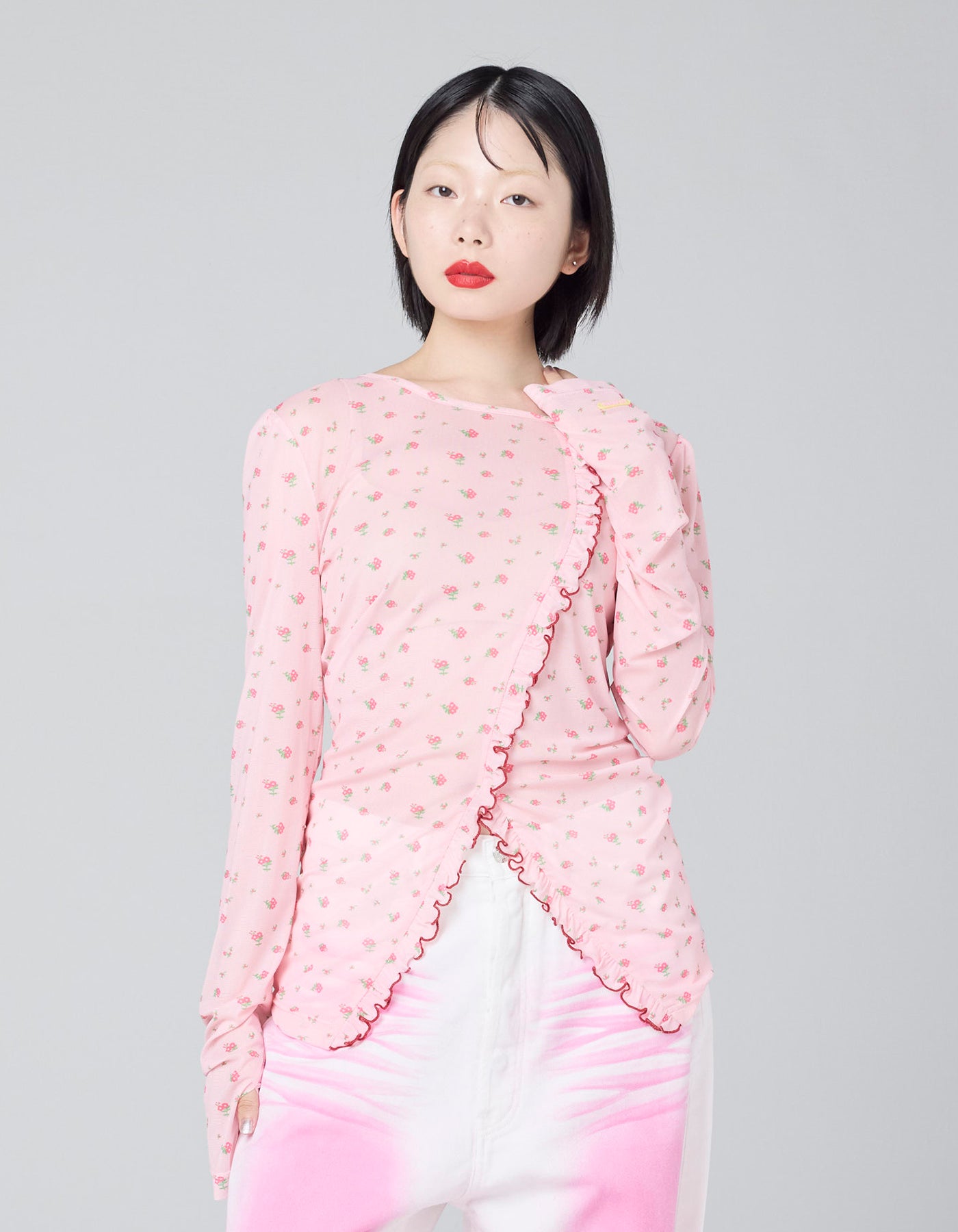 little sunny bite (リトルサニーバイト) floral tulle top / PINK