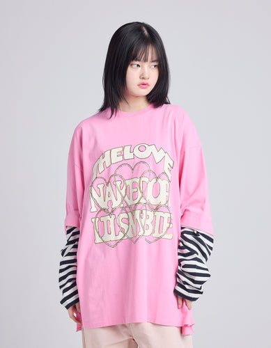 fake layered long tee / PINK