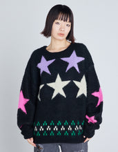 画像をギャラリービューアに読み込む, star knit top / BLACK