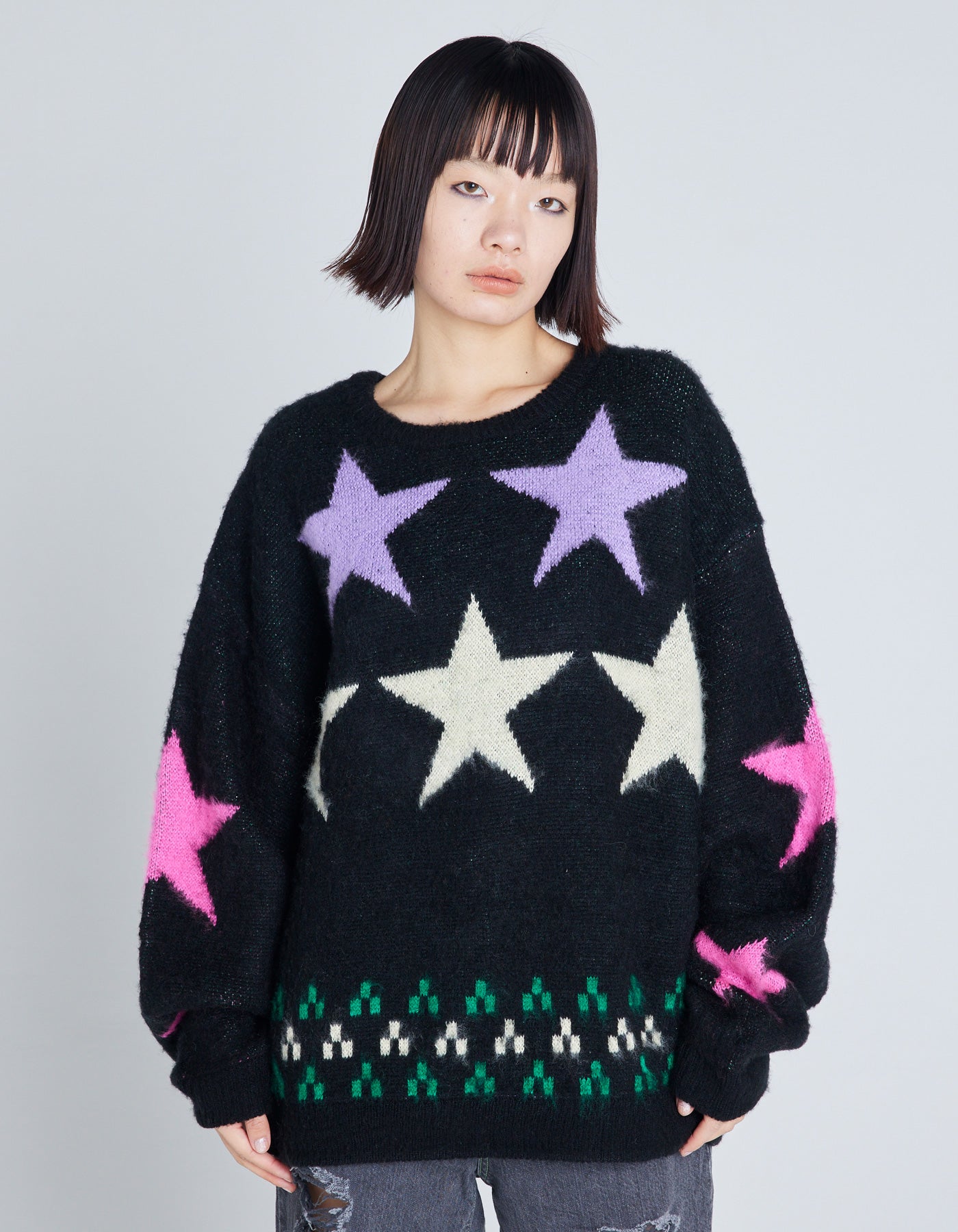 star knit top / BLACK