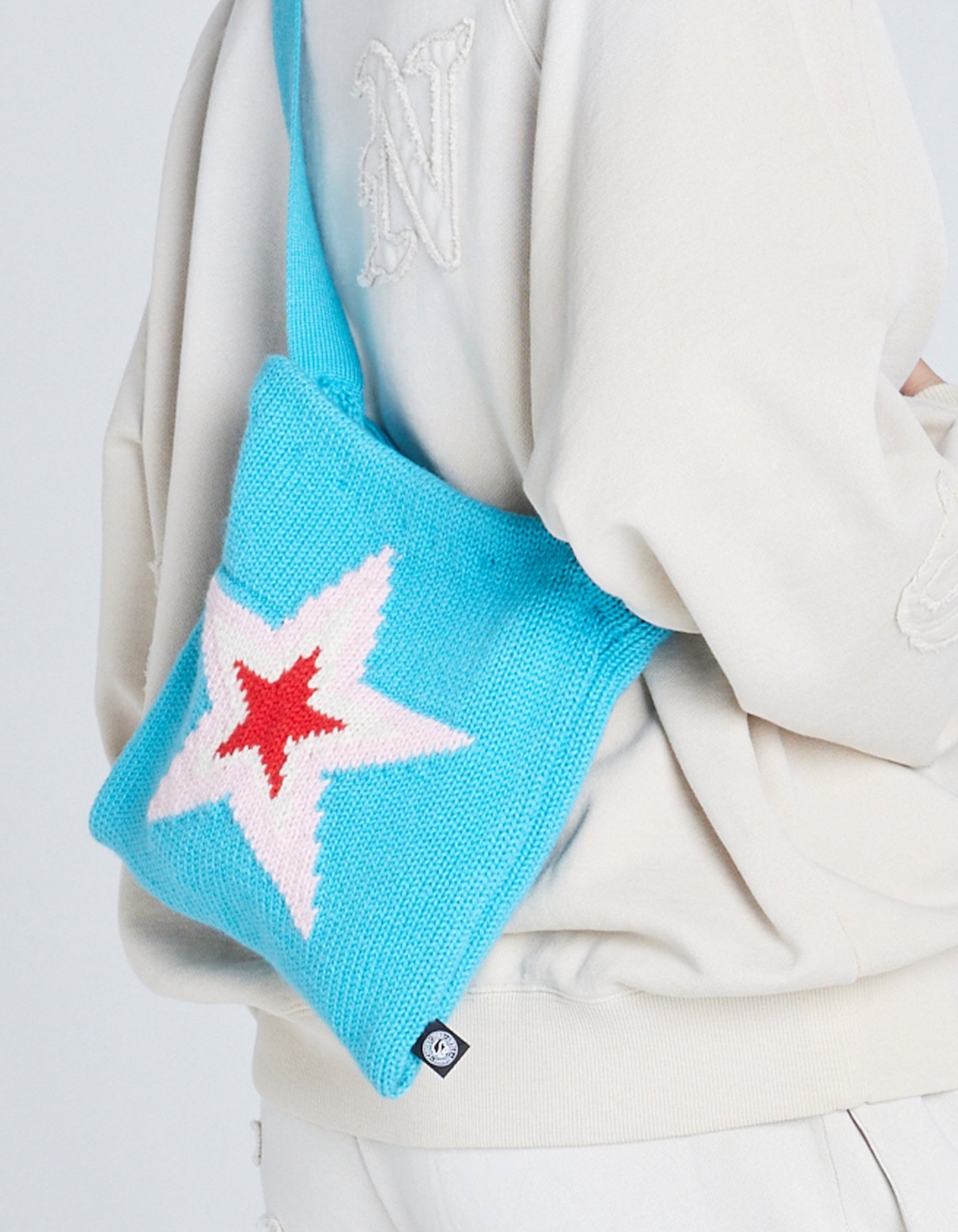 star knitting shoulder bag / BLUE