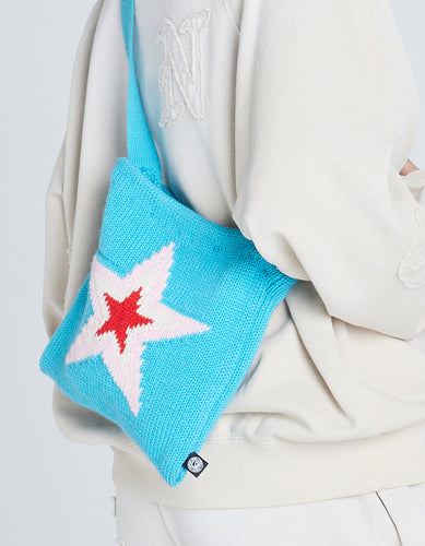 star knitting shoulder bag / BLUE