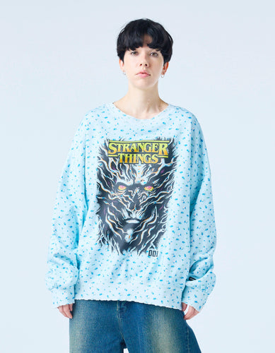 【PRE-ORDER】stranger things x little sunny bite floral sweat top / BLUE