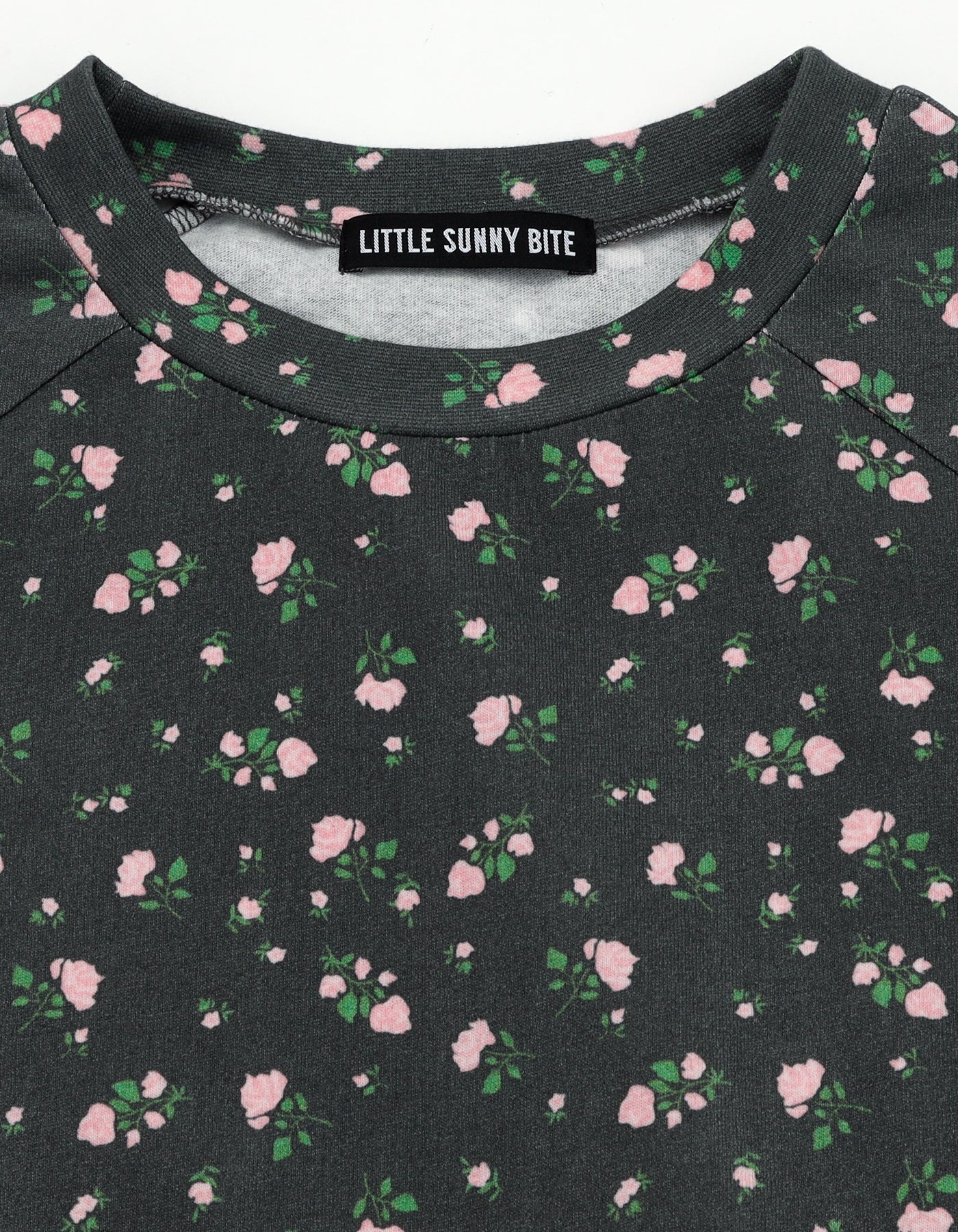 floral bomber mini dress tee / BLACK