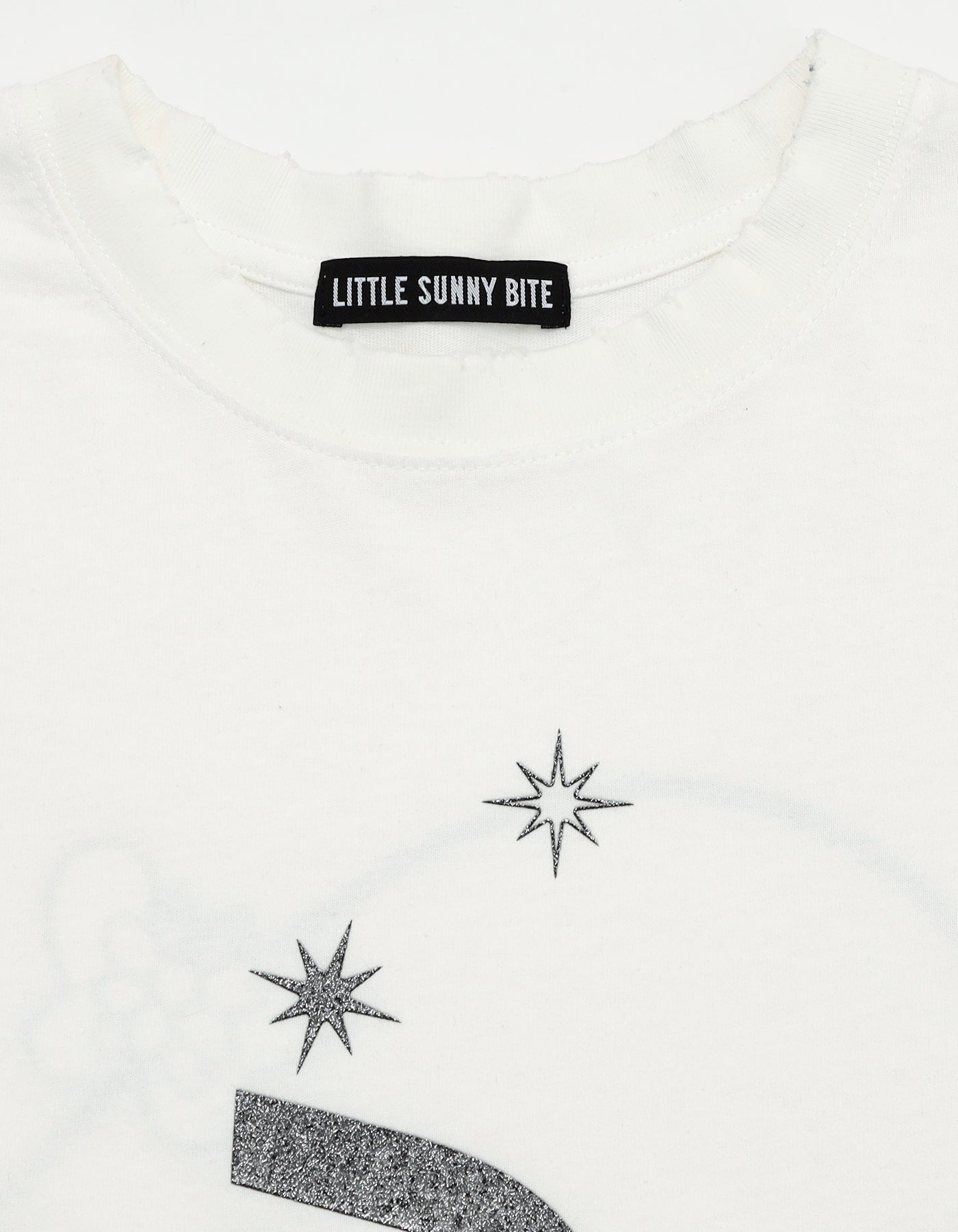 glitter print long tee / WHITE