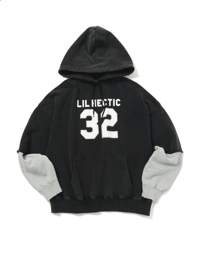 fake layered hoodie / BLACK