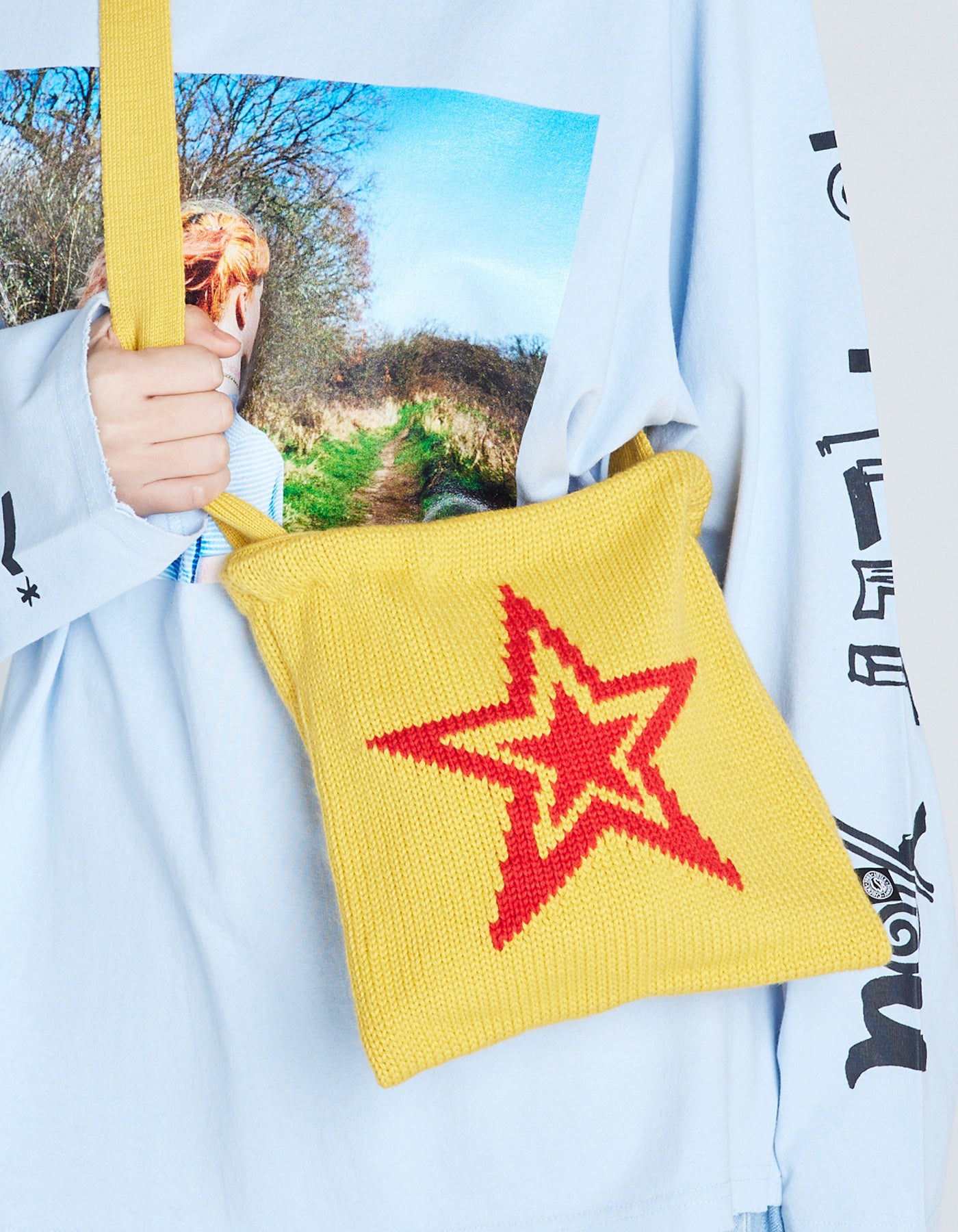 star knitting shoulder bag / YELLOW