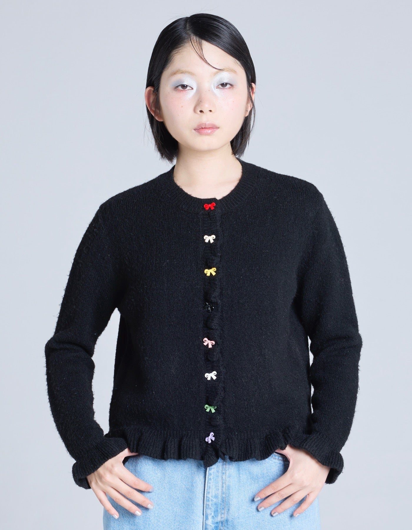 Little sunny biteリトルサニーバイト　リボン付スエットブラック little sunny bite (リトルサニーバイト)hello kitty x little sunny