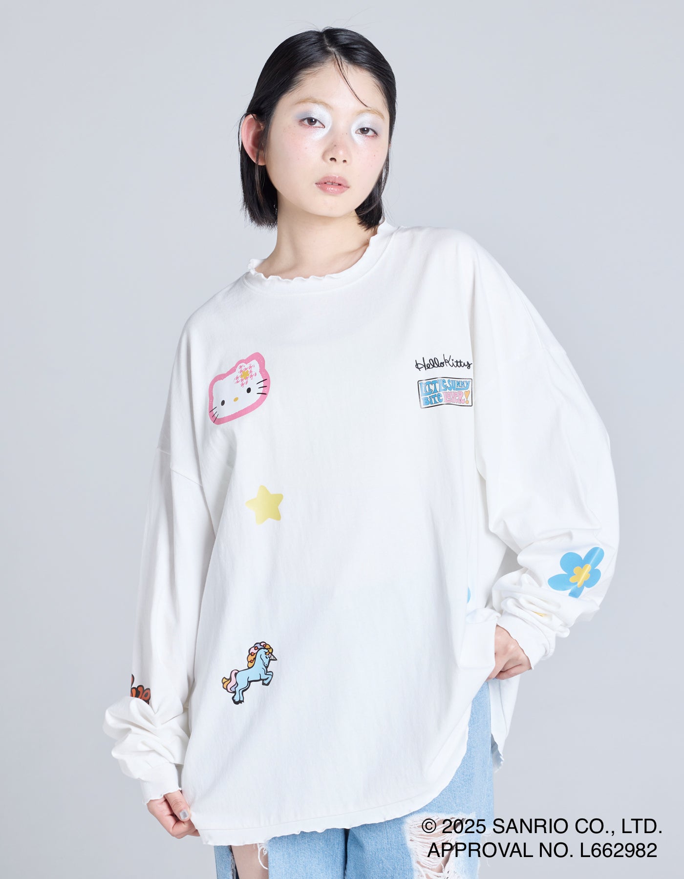hello kitty x little sunny bite frill long tee / WHITE