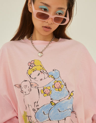 little sunny bite x natalie krim a girl long tee / PINK