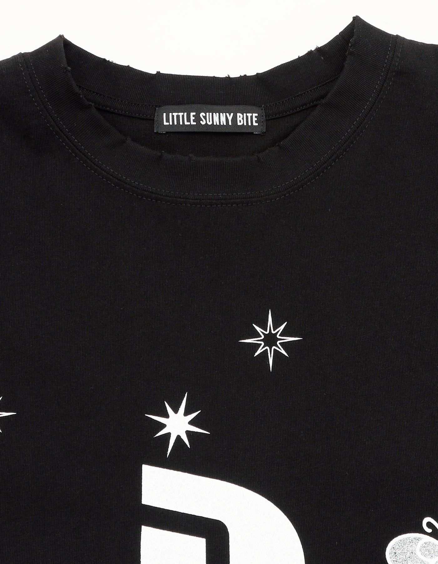 glitter print long tee / BLACK