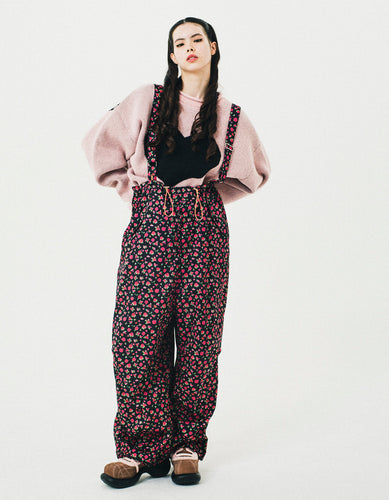 rose nylon pants / BLACK