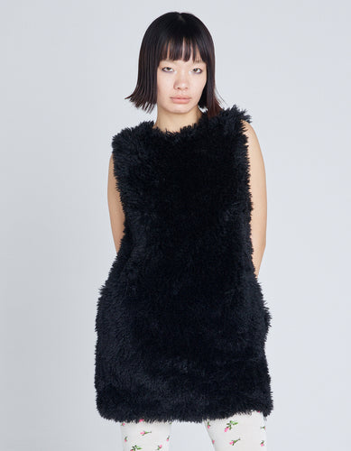 fur mini dress / BLACK