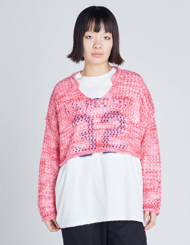 gradation short knit top / PINK