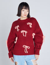 画像をギャラリービューアに読み込む, ribbon knit top / RED