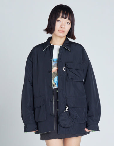 AVIREX x little sunny bite nylon reversible jacket / BLACK×GREEN