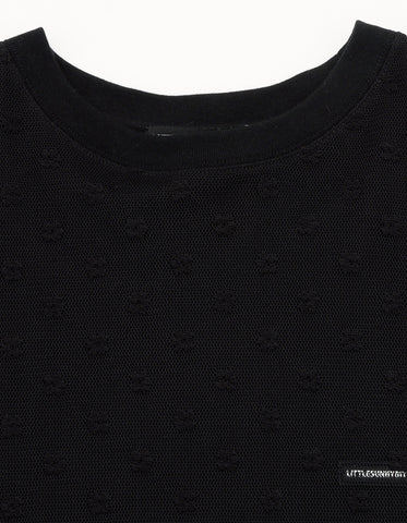 fake layered tulle long tee / BLACK