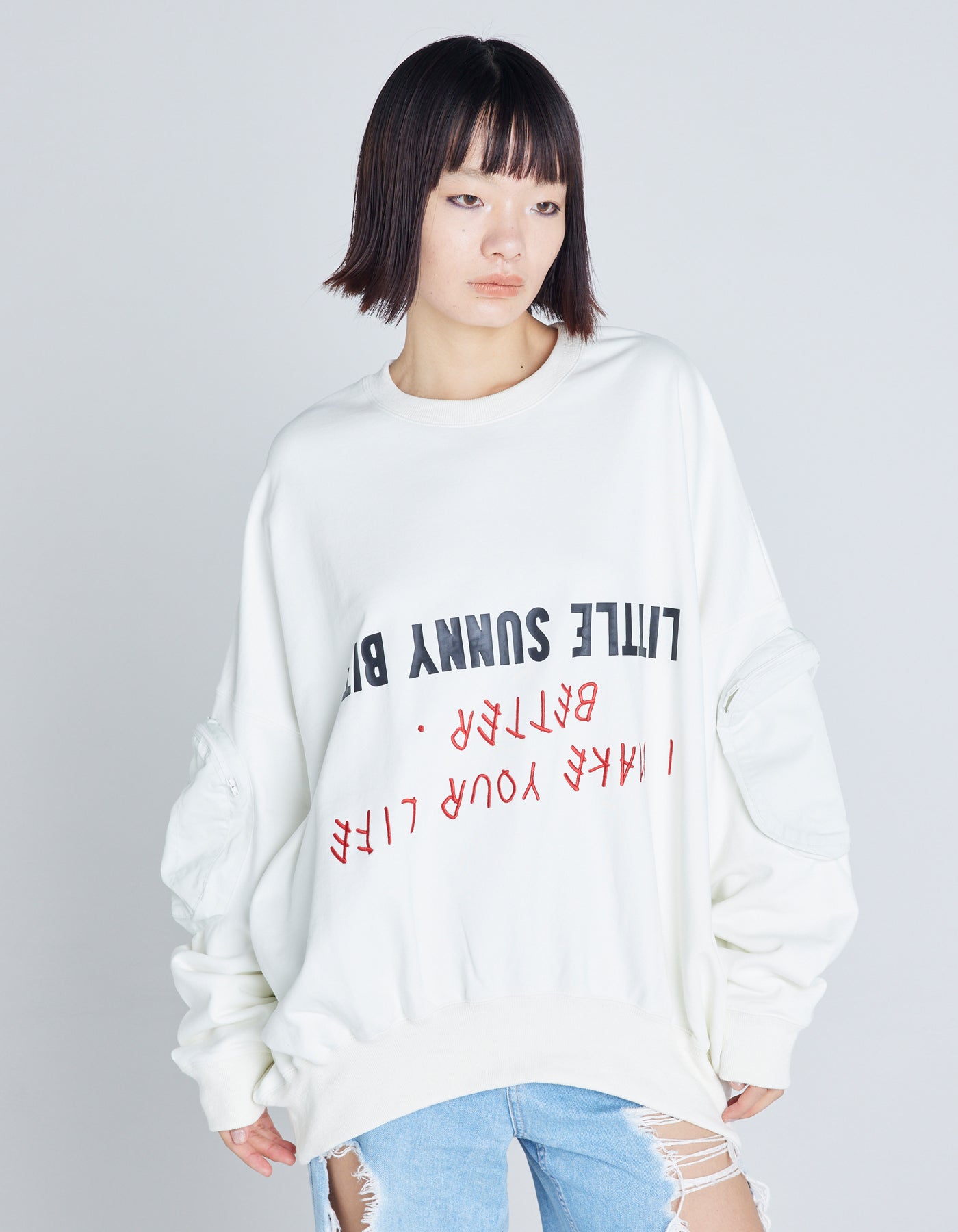 message big sweat top / WHITE