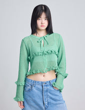 画像をギャラリービューアに読み込む, knit cardigan / GREEN