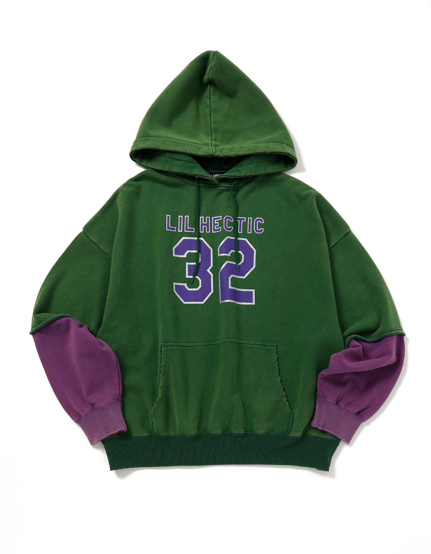 fake layered hoodie / GREEN