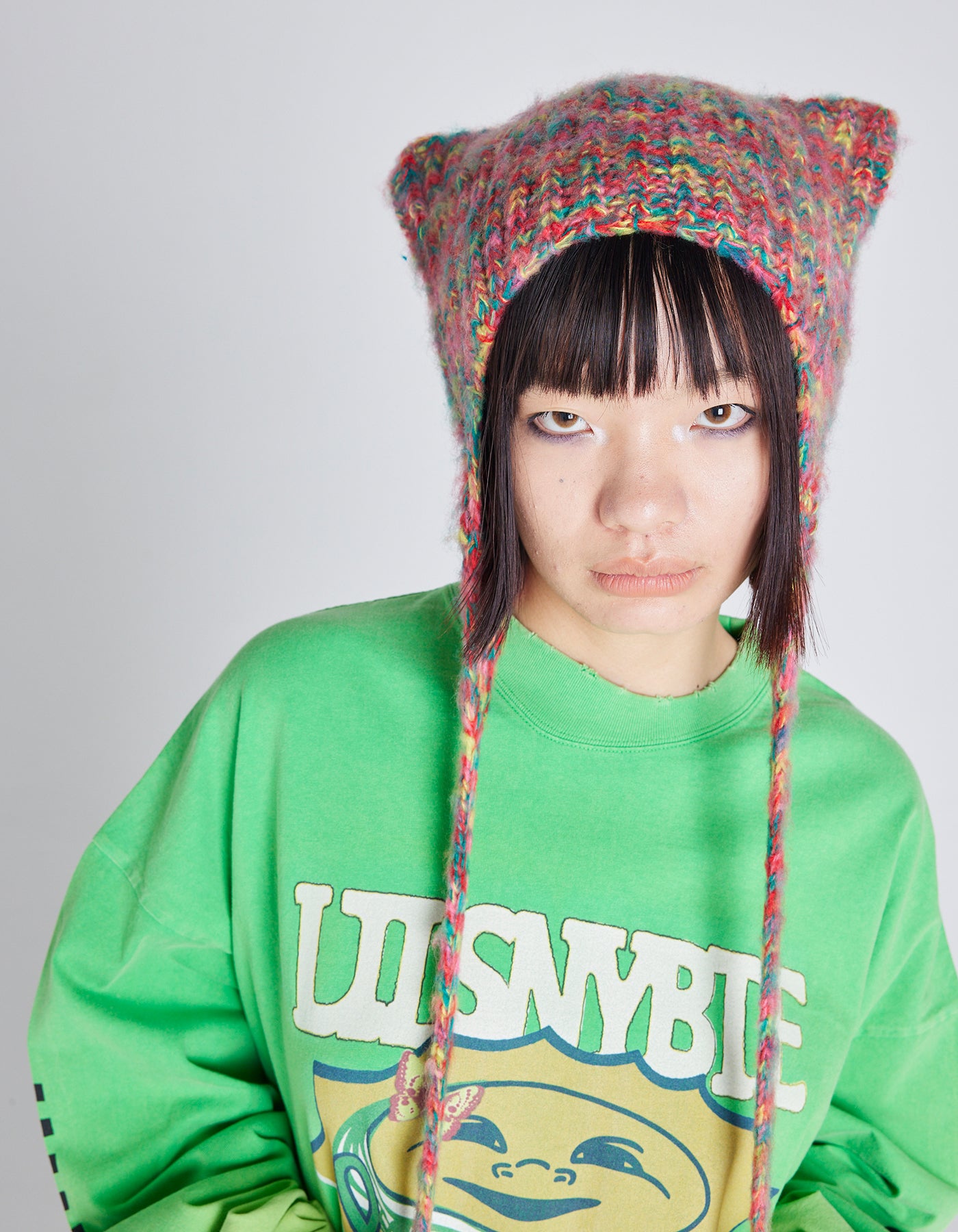 gradation knit hat / RED