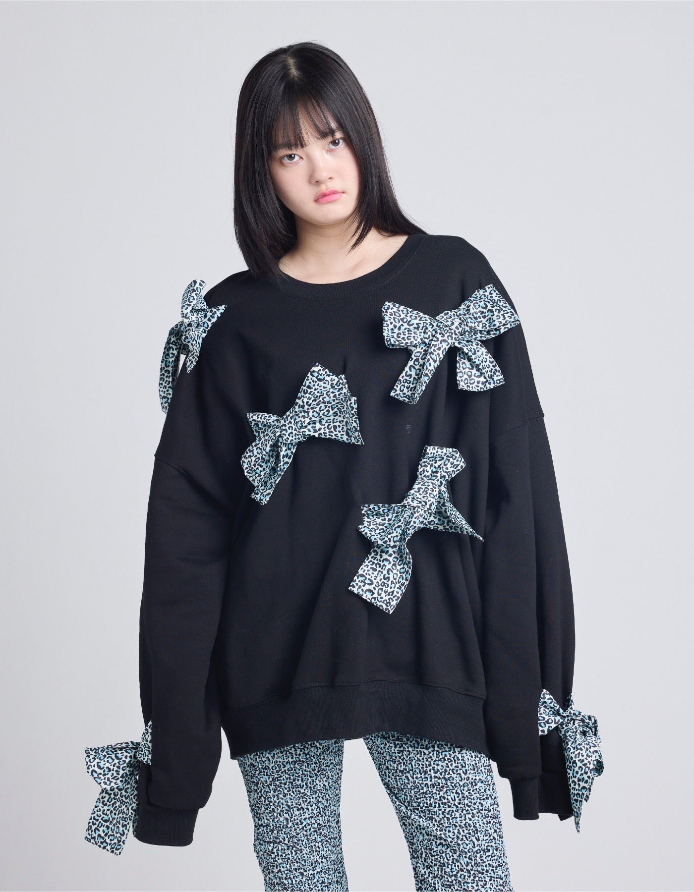 little sunny bite (リトルサニーバイト)leopard sweat top / BLACK