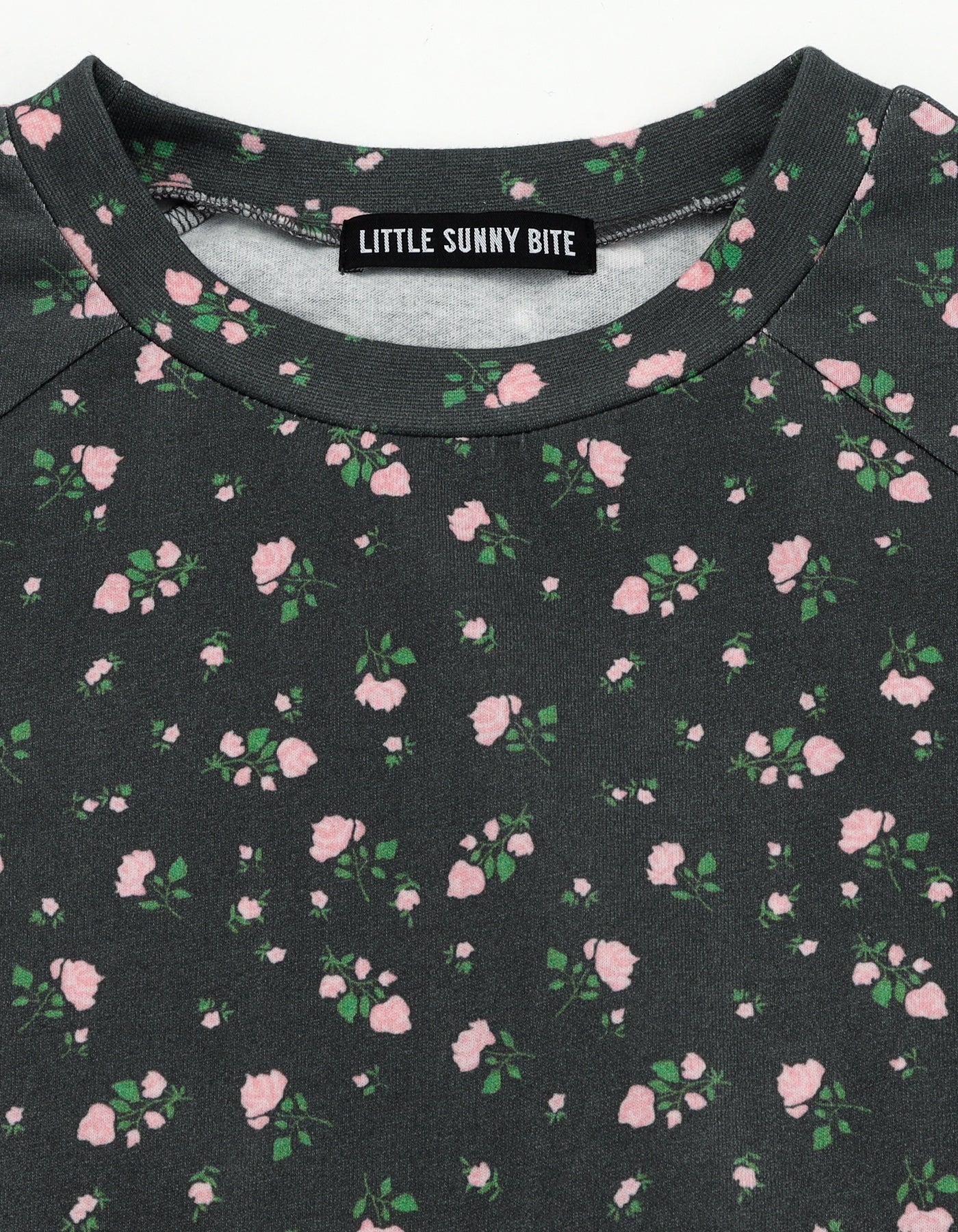 floral bomber mini dress tee / BLACK