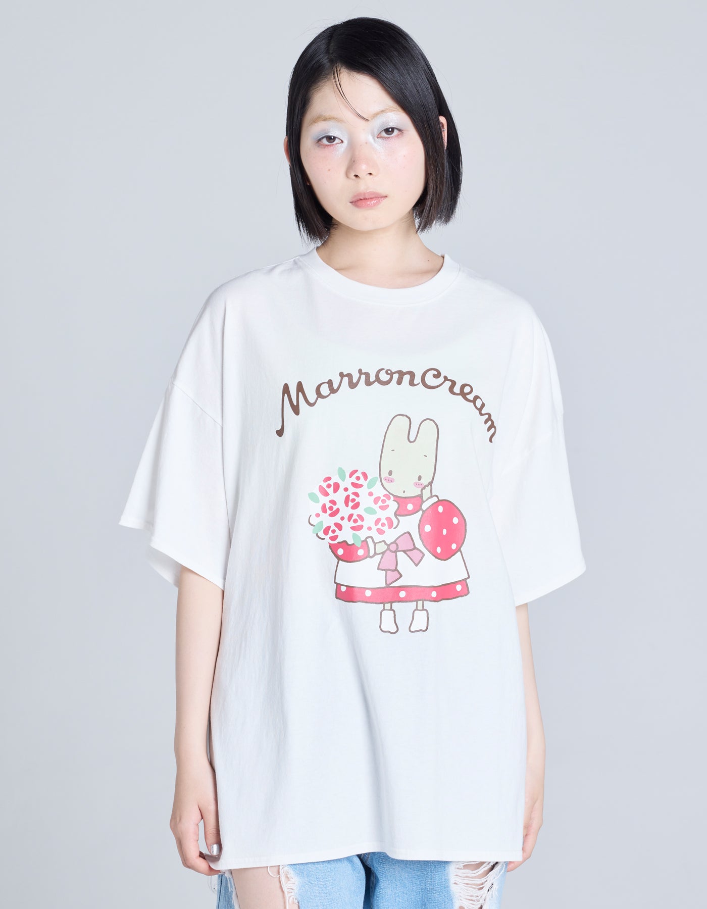 MARRONCREAM x little sunny bite big tee / WHITE