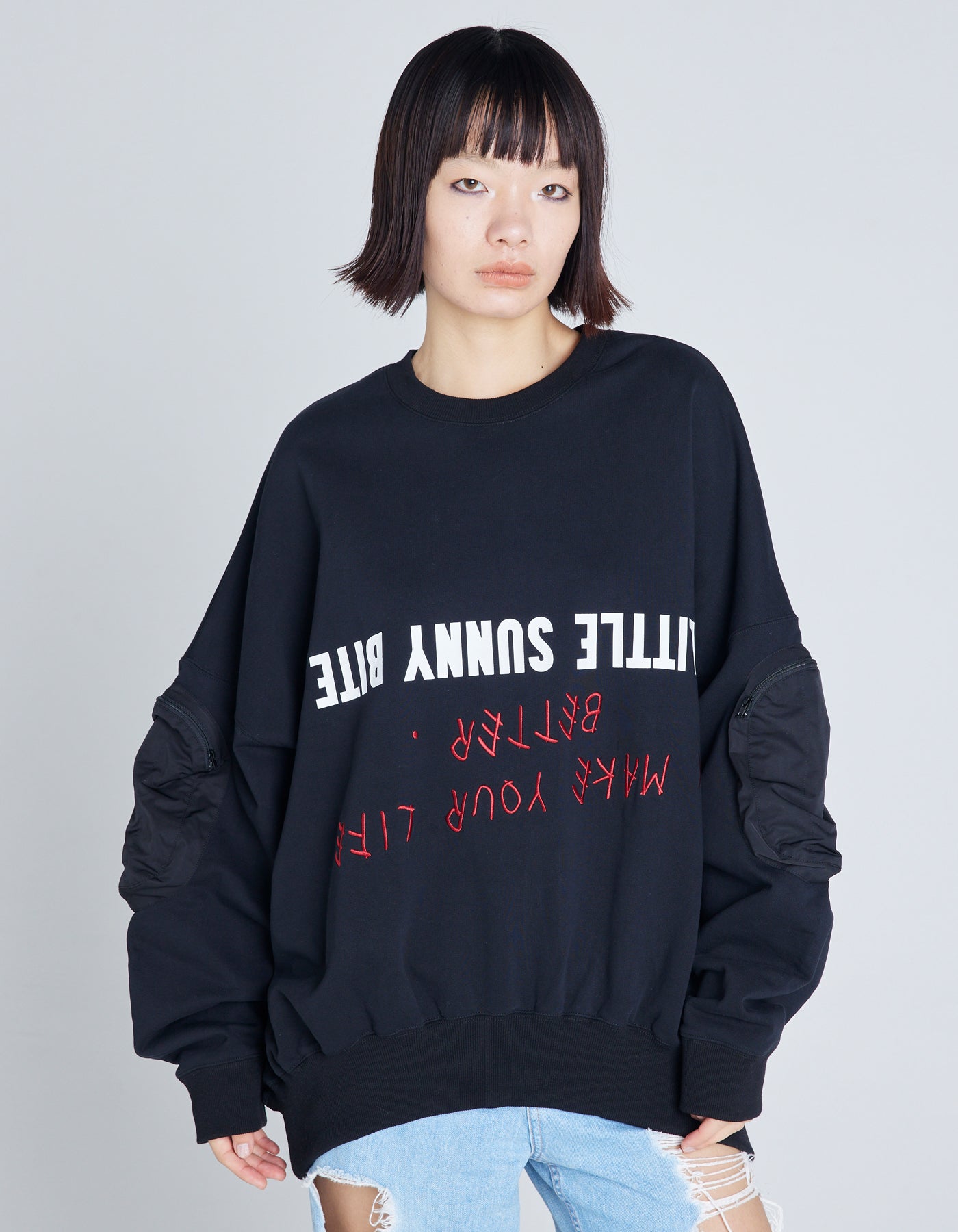 message big sweat top / BLACK