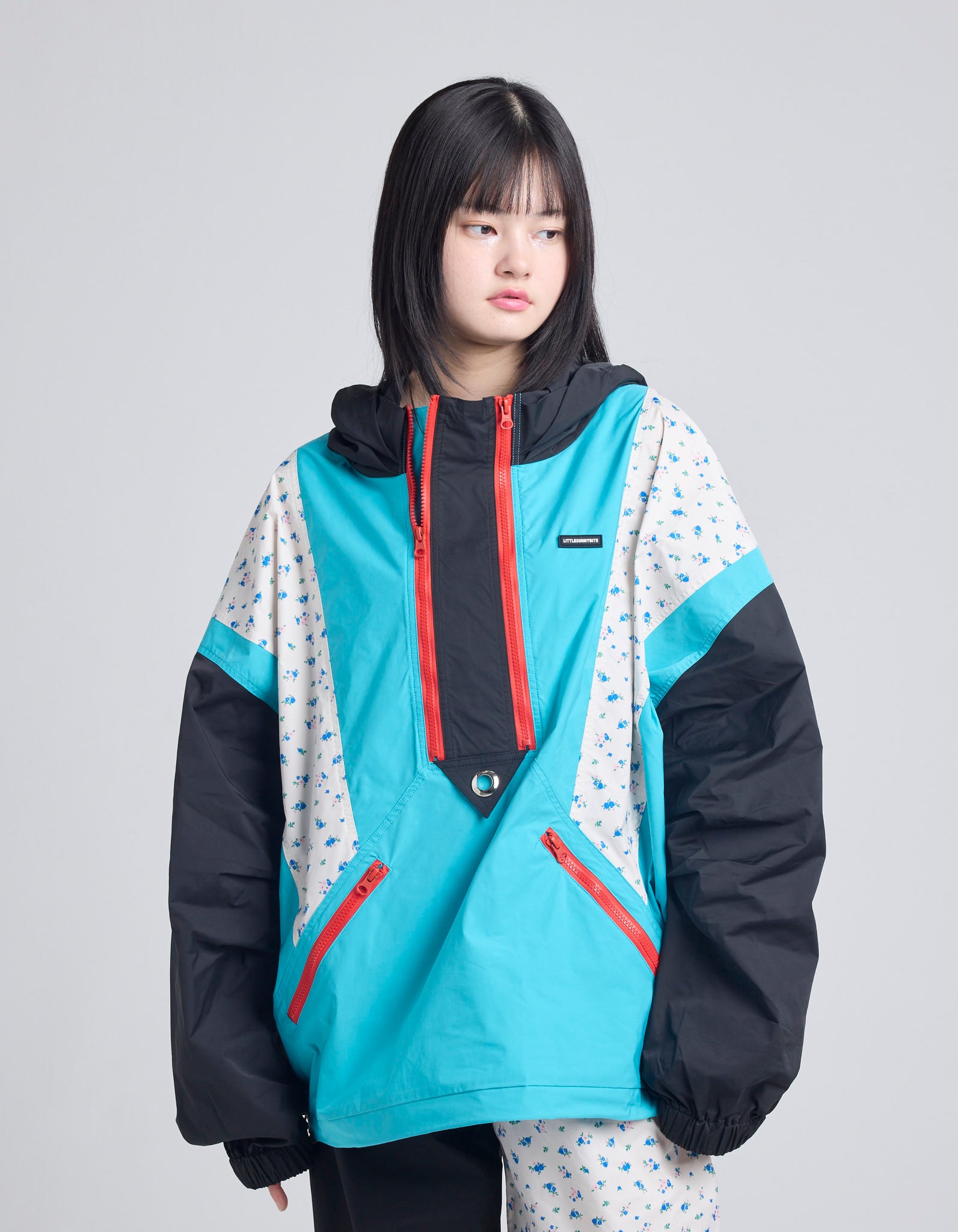 nylon hoodie pull over / BLUE