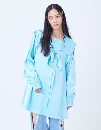 satin sailor dress / BLUE