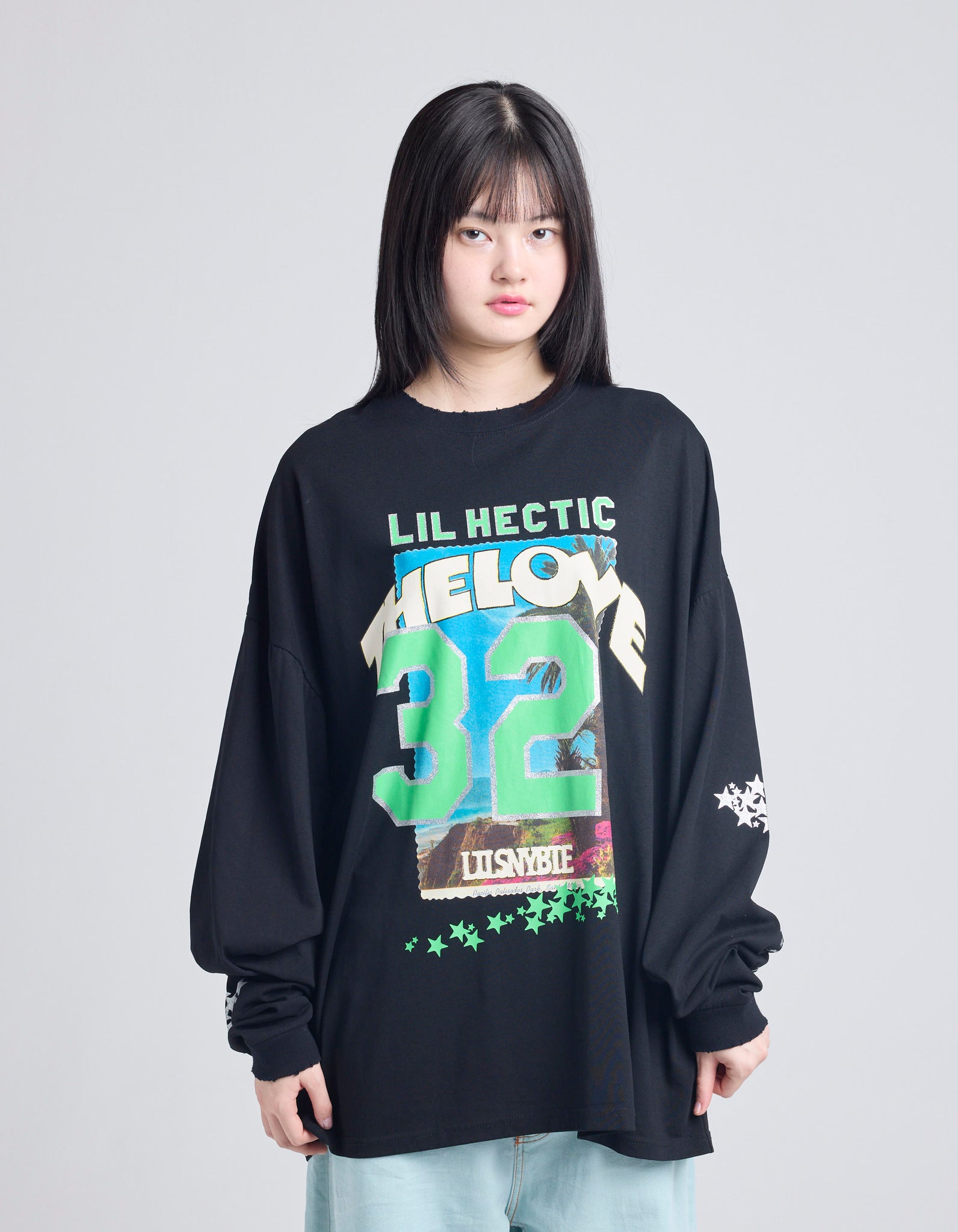 32 love long tee / BLACK