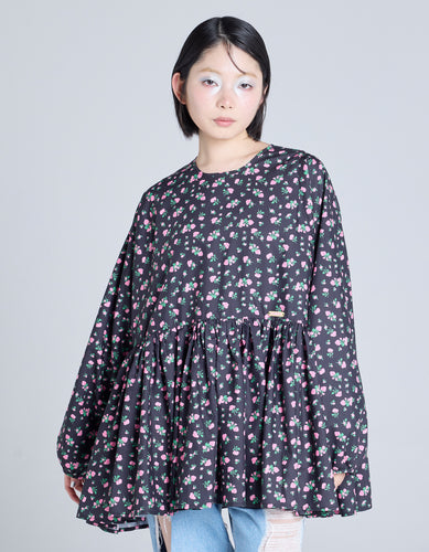 floral mini dress / BLACK