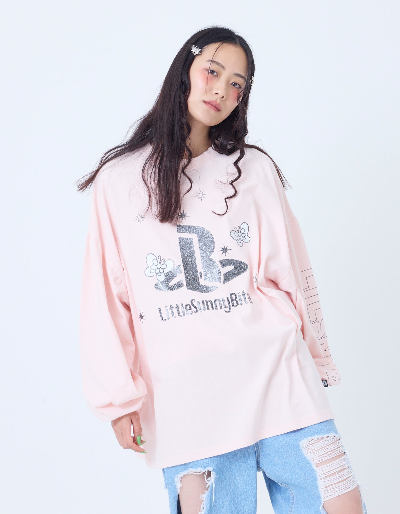 little sunny bite (リトルサニーバイト)glitter print long tee