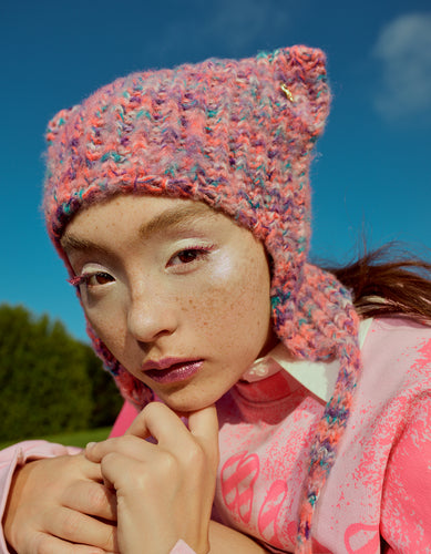 gradation knit hat / PINK