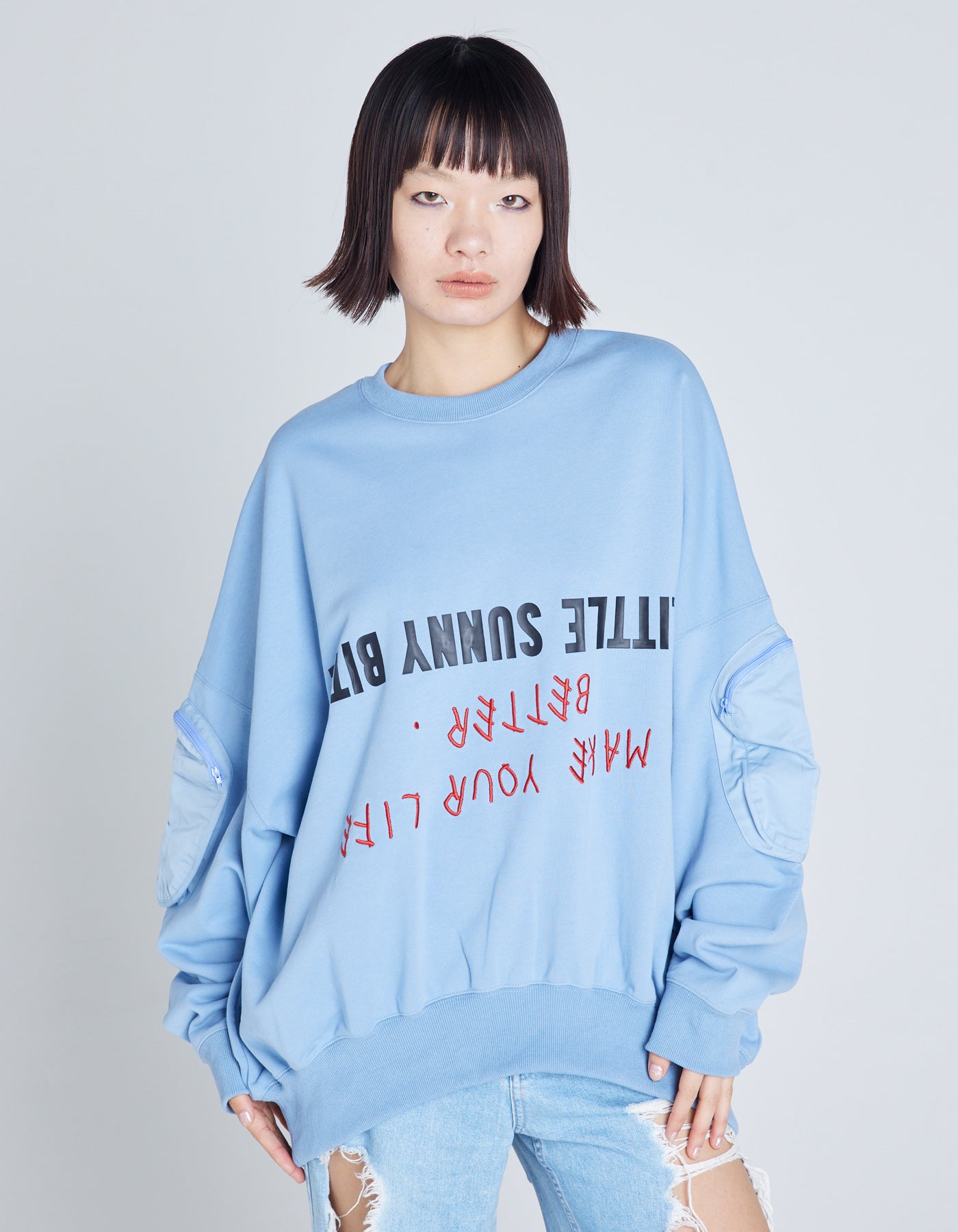 message big sweat top / BLUE