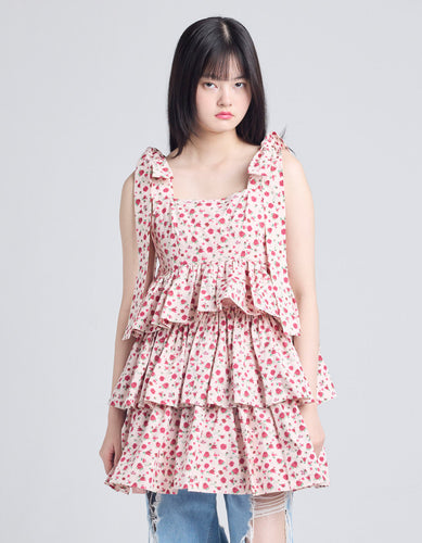 rose tiered dress / PINK