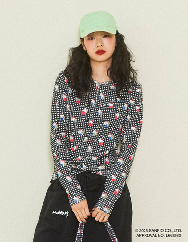 hello kitty x little sunny bite print tops / BLACK