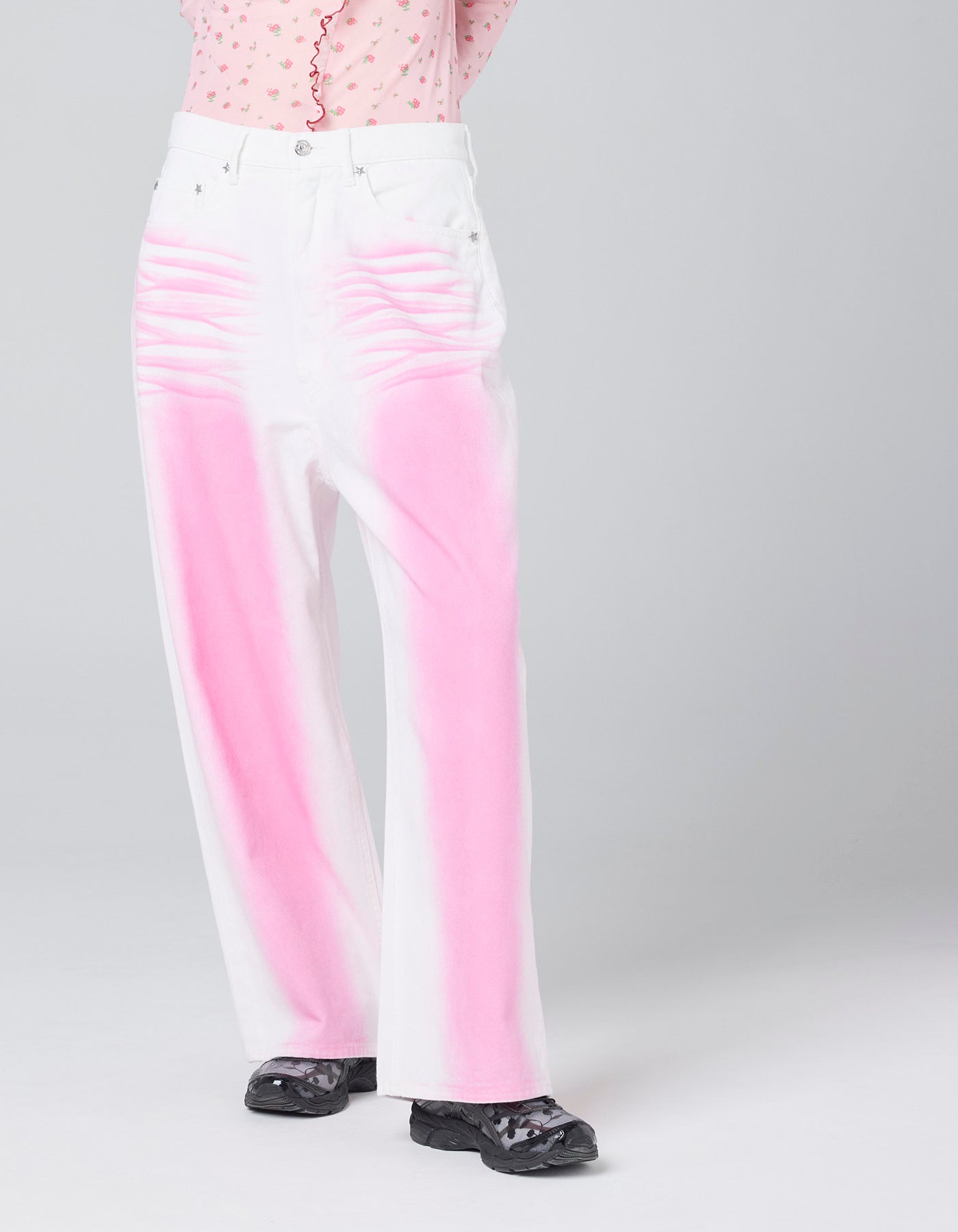little sunny bite (リトルサニーバイト)color spray denim pants