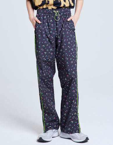 floral nylon pants / BLACK